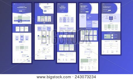 Website Page Vector. Business Website. Web Page. Landing Design Site Scheme Template. Product Testim