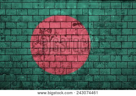 Bangladesh Flag Is Painted Onto An Old Brick Wall