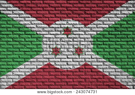 Burundi Flag Is Painted Onto An Old Brick Wall