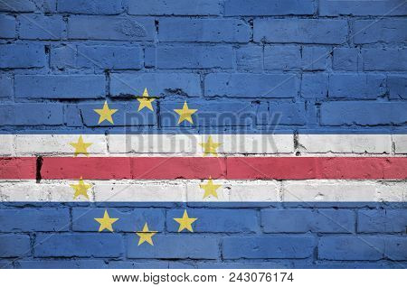 Cabo Verde Flag Is Painted Onto An Old Brick Wall