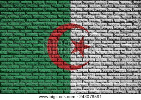 Algeria Flag Is Painted Onto An Old Brick Wall