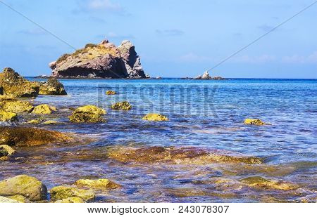 Сoastline Of Mediterranean Sea Against Blue Sky
