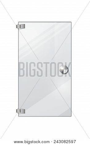 Transparent Door Isolated On White Background. Vector Illustration Of Isolated Clear Glass Door With