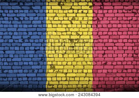 Chad Flag Is Painted Onto An Old Brick Wall