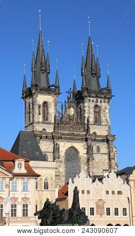 Prague, Czech Republic Bell Towers Of Church Of Our Lady Before Tyn