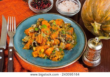 Vegetarian Stew With Muscatel Pumpkin. Studio Photo