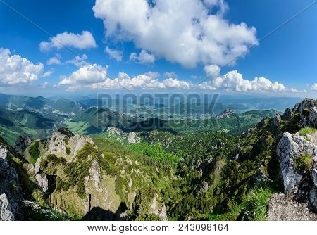 Panorama From The Great Rozsutec Hill In The Vratna Valley At The National Park Mala Fatra, Slovakia