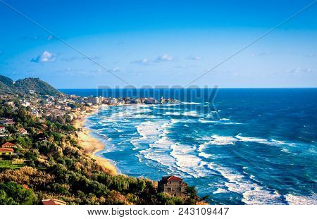 Acciaroli, The Picturesque Coastal Town In Southern Italy, Panoramic View