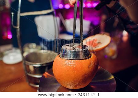 Stylish Hookah With The Aroma Grapefruit For Relax. Grapefruit Shisha