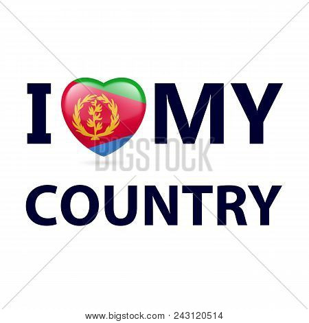 Heart With Eritrean Flag Colors. I Love My Country - Eritrea