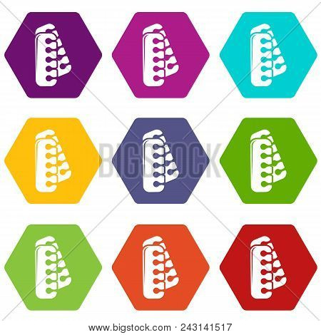 Nail Foot Tool Separator Icons 9 Set Coloful Isolated On White For Web