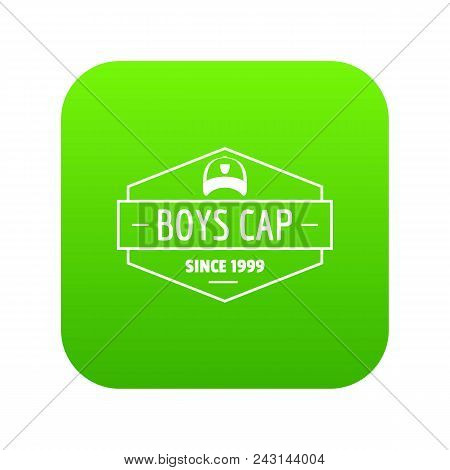 Cap Icon Green Vector Isolated On White Background