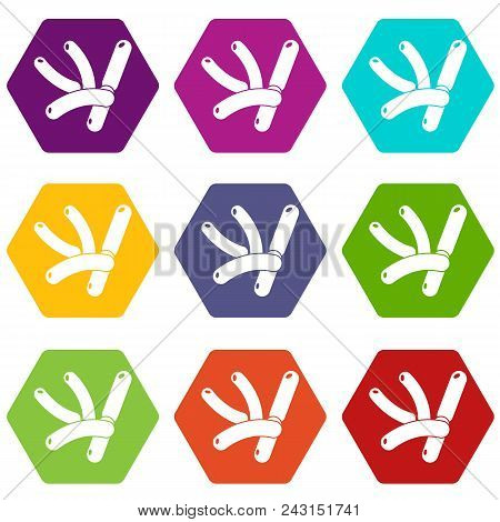Bacilli Icons 9 Set Coloful Isolated On White For Web