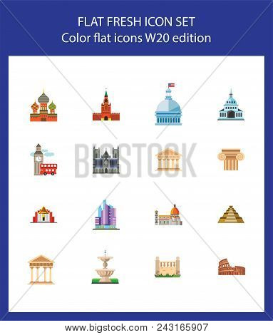 Nineteen Core Values Flat Vector Icons Collection On White Background. Can Be Used For Topics Like A