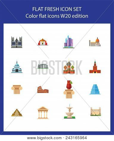 Nineteen Core Values Flat Vector Icons Collection On White Background. Can Be Used For Topics Like A