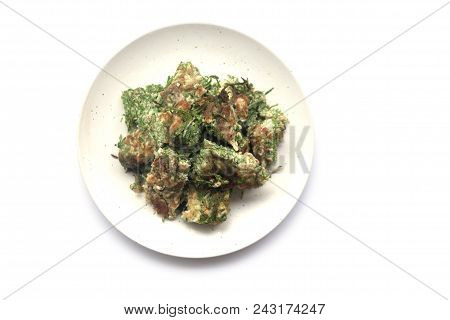 Fried Egg With Climbing Wattle Or Cha-om Omelettes,thai Food
