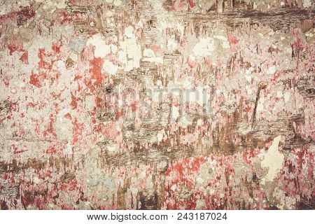 Abstract Paint Stain On Weathered Wooden Board