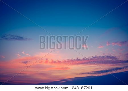 Abstract Evening Beautiful Colorful Sky With Cloud