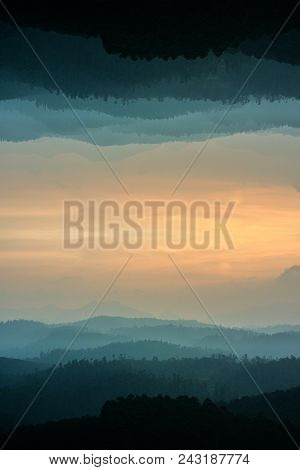 Beautiful Double Exposure Of Mountain Range Landscape