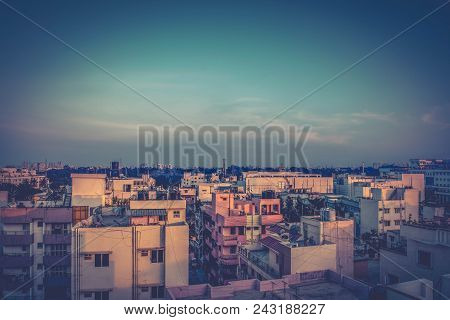 Silhouette Of Construction Site At Sunset- Cityscape