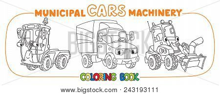 Funny Postal Truck , Municipal Car, Snowthrower Or Snow Blower. Small Funny Vector Cute Vehicles Wit