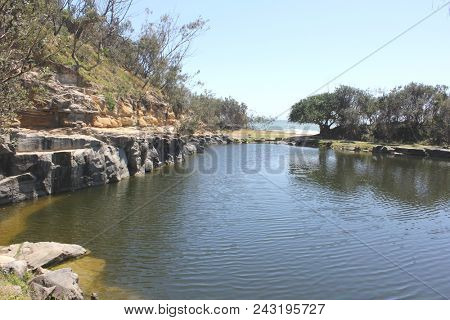 Freshwater Rock Pool by the Sea, Angourie Fresh water rock pool,  Angourie New South Wales, Australia