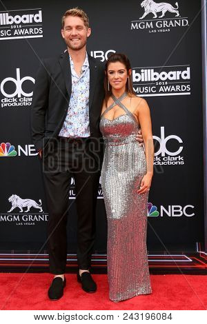 LAS VEGAS - MAY 20:  Brett Young, Taylor Mills at the 2018 Billboard Music Awards at MGM Grand Garden Arena on May 20, 2018 in Las Vegas, NV