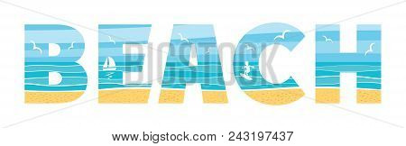 Beach Illustration In The Double Exposure Technique On White