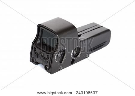 Red Dot Sight For Gun Isolated On White