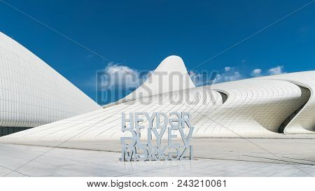Building Exterior Of Haydar Aliyev Centre In Baku, Azerbaijan