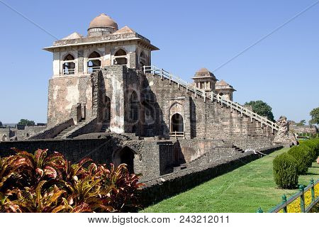 Closer View Of Jahaz Mahal, Or Ship Palace At Mandu, Madhya Pradesh, India, Asia