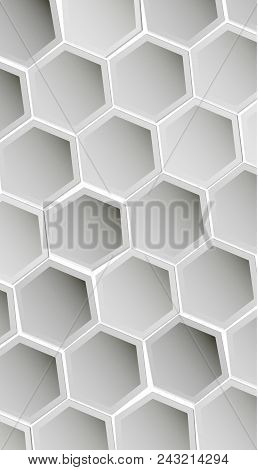 Eps10. Hexagon Vector Texture. Hexagonal Grid Repeat Pattern. Geometric Pattern Monochrome Structure