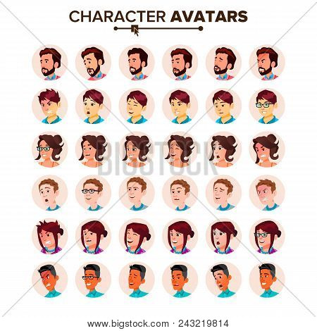 People Avatar Set Vector. Man, Woman. User Portrait. Office Worker. Beautiful Male, Female. Modern E