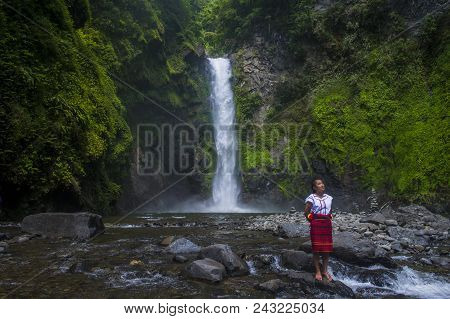 Batad, Philippines - May 02 : Girl From Ifugao Minority Near A Waterfall In Batad The Philippines On