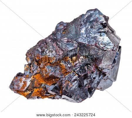 Macro Shooting Of Natural Rock Specimen - Crystals Of Cuprite Stone Isolated On White Background Fro