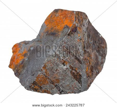 Macro Shooting Of Natural Rock Specimen - Hematite Stone (iron Ore) Isolated On White Background Fro