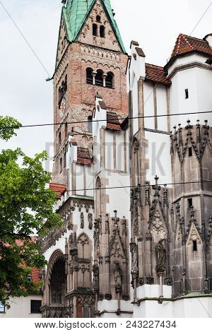 Travel To Germany - Augsburg Cathedral (augsburger Dom) In Overcast Spring Day