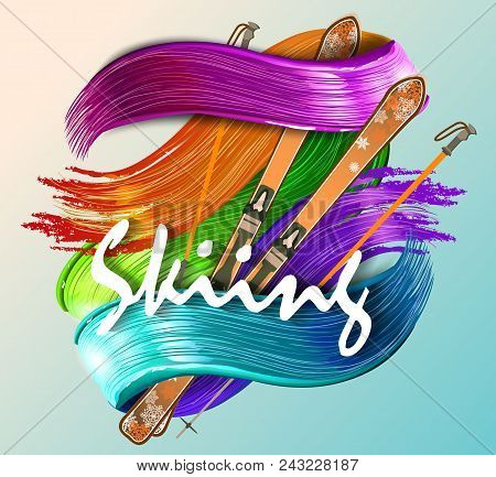 Abstract Colored Backgrounds, Ski Sport Text, Vektor