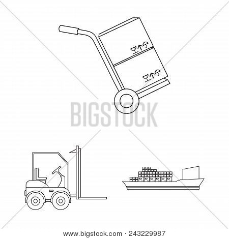 Logistics Service Outline Icons In Set Collection For Design. Logistics And Equipment Vector Symbol 