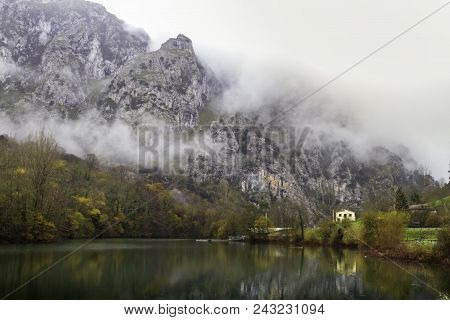 Valdemoro Reservoir In Autumn, Teverga- Asturias- Spain