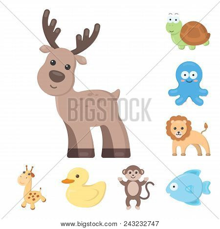 An Unrealistic Cartoon Animal Icons In Set Collection For Design. Toy Animals Vector Symbol Stock  I