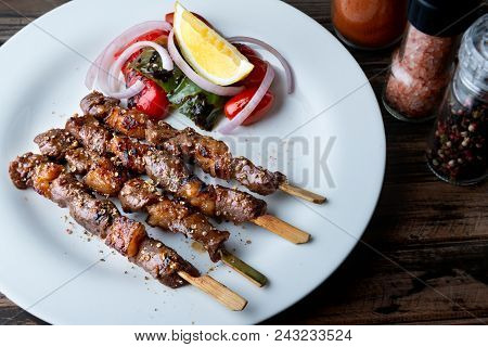 Skewer Grilled Beef Whit Seasoning In Muslim Style.