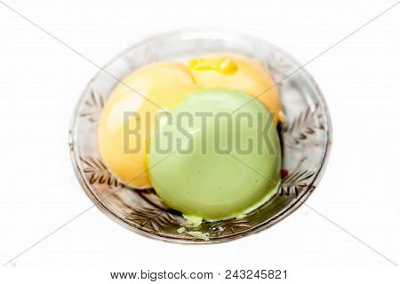 Colorful Halwa Grass Or China Grass Or Jelly. Asian Dish Served After Iftar As A Dessert.