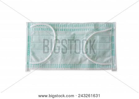 Green Ear Loop Face Mask Isolated On White Background With Path Selection