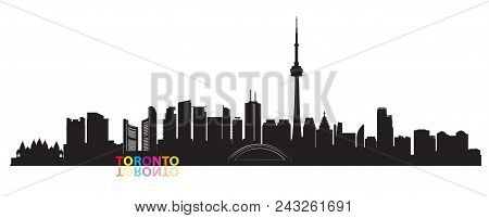 Canada City Skyline. Toronto Landmarks Cityscape View. Travel  Background. Tourism Concept With Mode