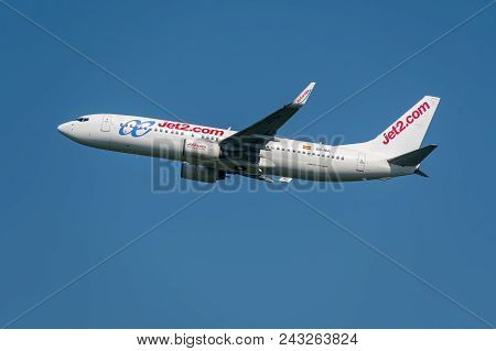 Manchester, United Kingdom - May 07, 2018: Jet2 Airlines Boeing 737 Departing Manchester Airport