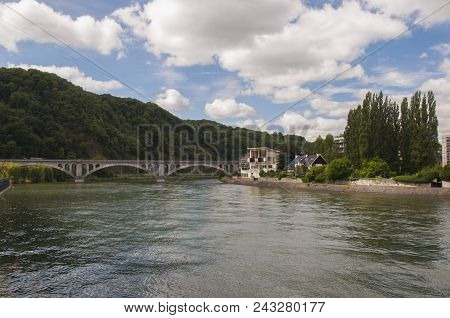 Meuse River In Huy City In Belgium