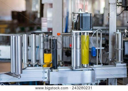Part Of Labelling Device At Modern Winery Close.
