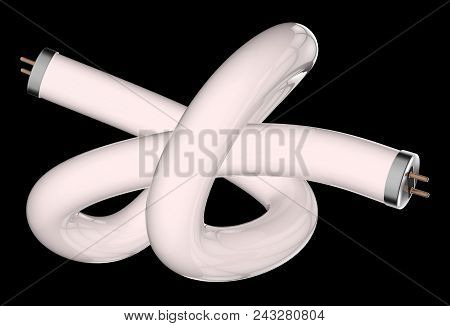 Daylight Fluorescent Lamp Isolated On Black. 3d Rendering