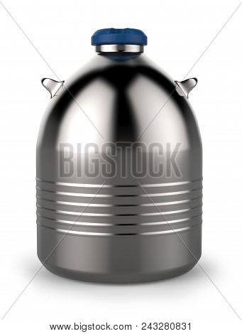 Cryogenic Dewar Flask Isolated On White. 3d Rendering